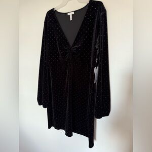 NWT Leith Black Velvet Studded Dress (Nordstrom)